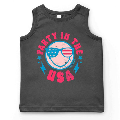 قميص بدون أكمام للشباب من The Juniper Shop SmileyWorld Party In The USA