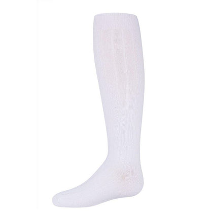 Memoi Girls Wide Ribbed Cotton Blend Uniform Knee Socks