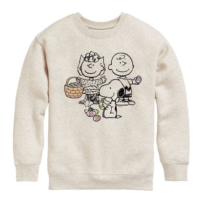 Boys' - Peanuts - Group Easter Graphic Long Sleeve Fleece Sweatshirt