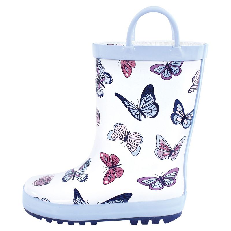 Hudson Baby Infant Girl Rain Boots, Blue Butterflies