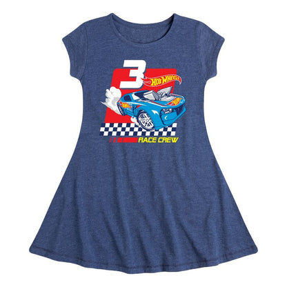 فستان بناتي بأكمام قصيرة من مجموعة Race Crew من Hot Wheels، مناسب لعمر 3 سنوات، بتصميم أنيق