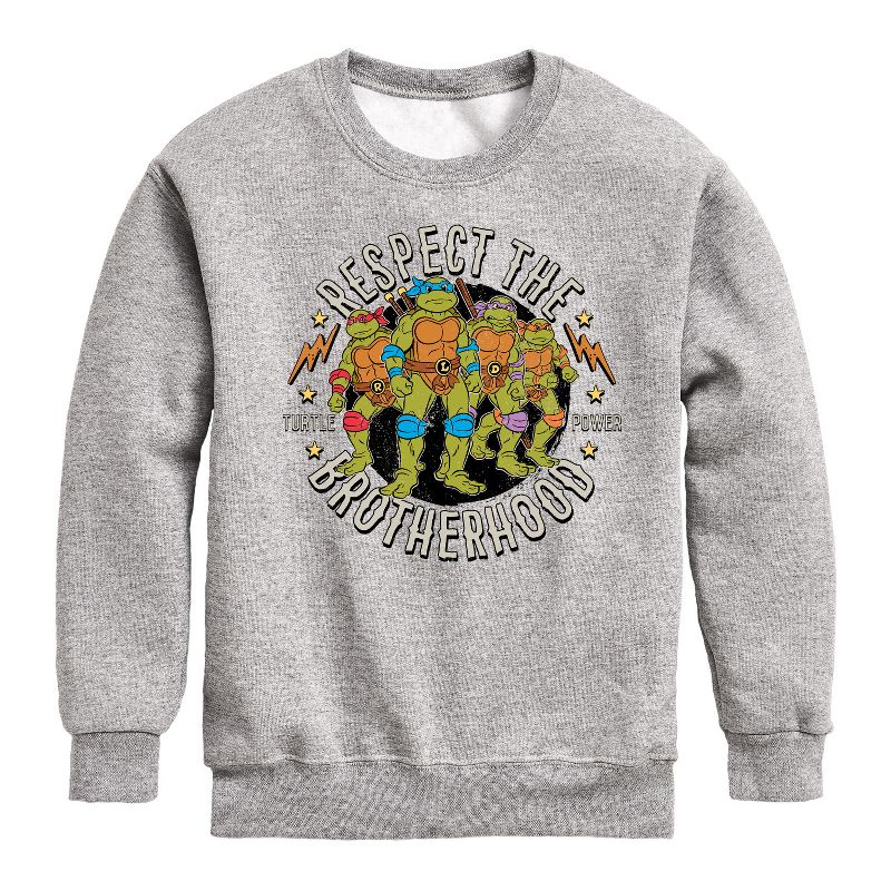 Boys' - Teenage Mutant Ninja Turtles - Respect The Brotherhood Graphic Long Sleeve Fleece Sweatshirt