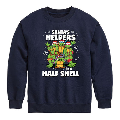 Boys' - Teenage Mutant Ninja Turtles - Santas Helpers In A Half Shell Graphic Long Sleeve Fleece Sweatshirt
