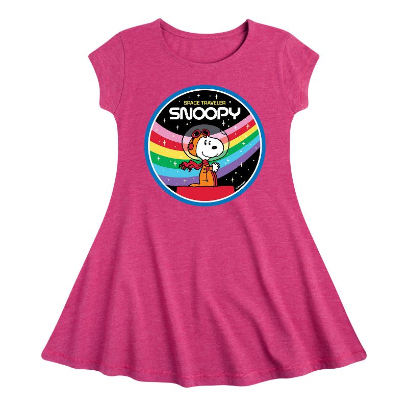 فستان سنوبي سبيس ترافيلر للبنات - بينتس - بأكمام قصيرة وقصة ضيقة