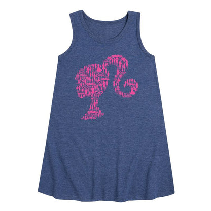 فستان باربي الكلاسيكي بدون أكمام بتصميم جرافيكي بتصميم أيقونات فردية للفتيات