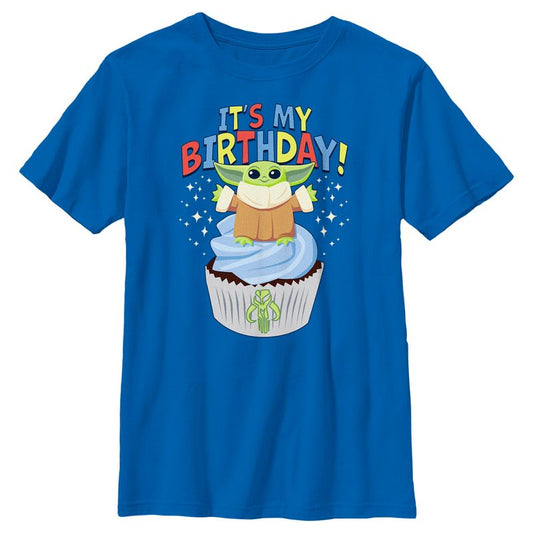 Boy's Star Wars: The Mandalorian It's My Birthday Grogu Cupcake T-Shirt