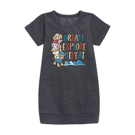 Girls' - Paw Patrol - Dream, Explore, Repeat Graphic Short Sleeve Fleece Dress