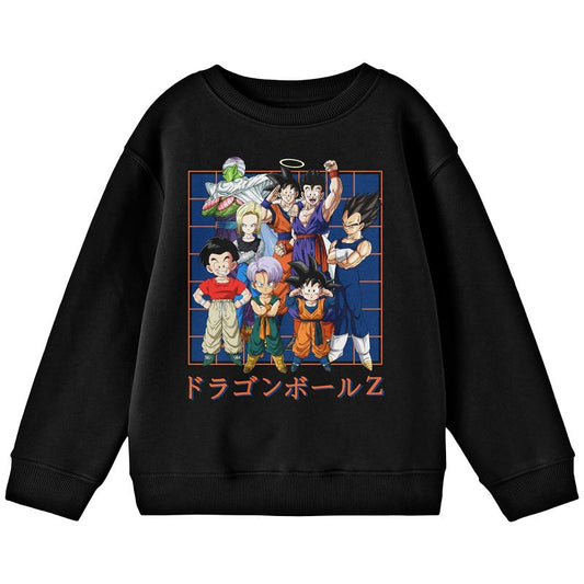 Dragon Ball Z Group Character Art Crew Neck Long Sleeve Youth Black Sweatshirt
