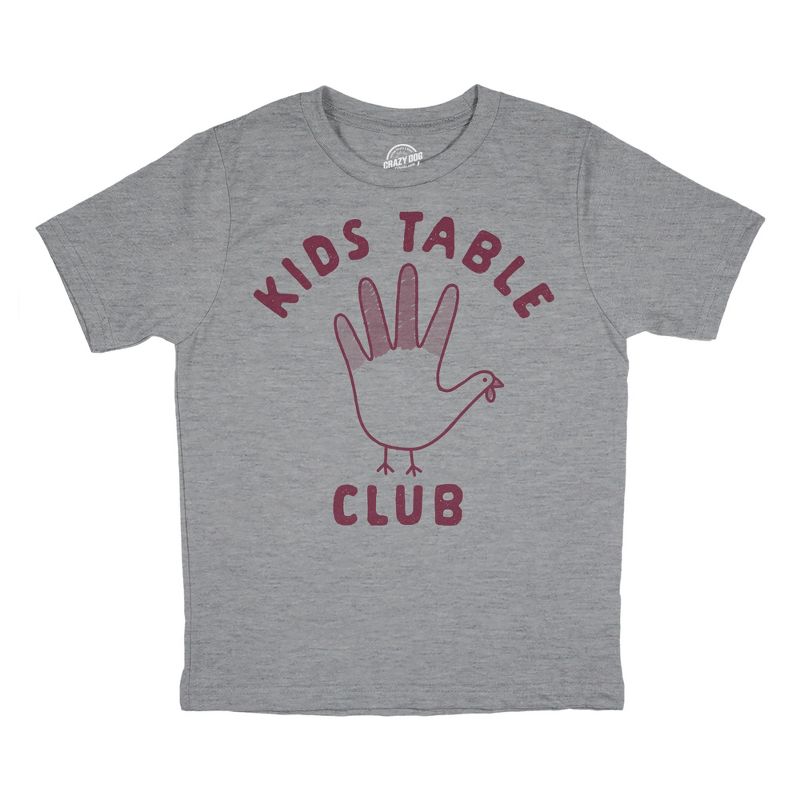 Youth Kids Table Club T Shirt Funny Thanksgiving Dinner Turkey Hand Tee - Crazy Dog Youth T Shirt