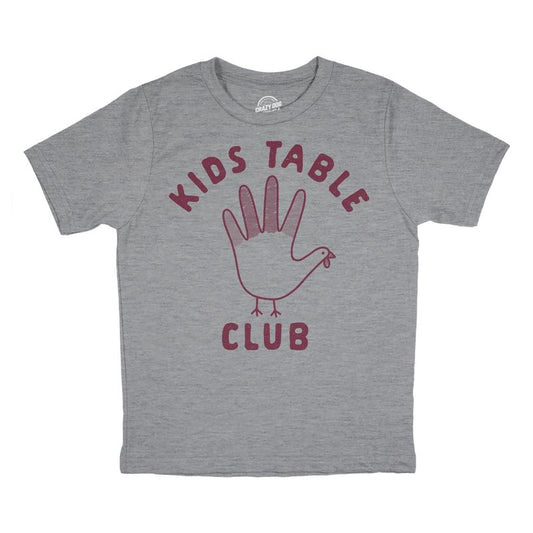 Youth Kids Table Club T Shirt Funny Thanksgiving Dinner Turkey Hand Tee - Crazy Dog Youth T Shirt