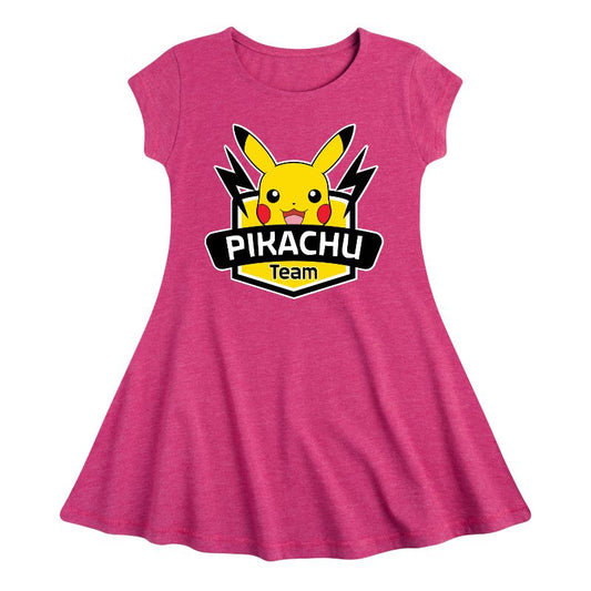 Girls' - Pokémon - Team Pikachu Fit & Flair Cap Sleeve Dress