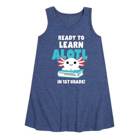 Girls' - Instant Message - Learn Alotl In 1st Grade Graphic Sleeveless Aline Dress