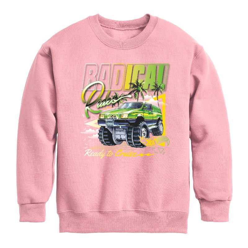 Boys' - Hot Wheels - Radical Rides 80S Graphic Long Sleeve Fleece Sweatshirt