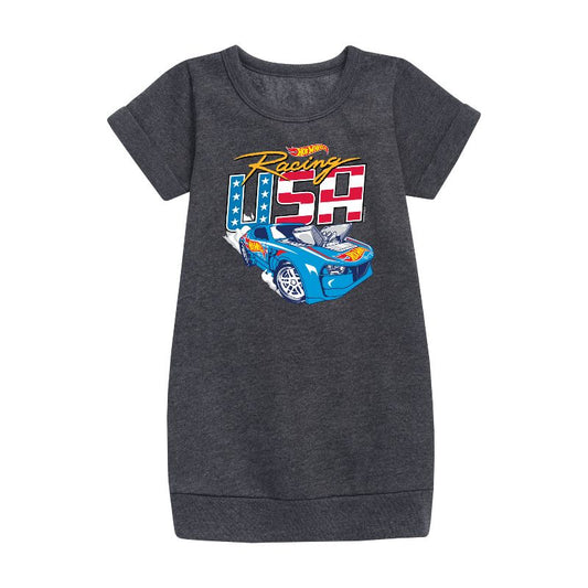 Girls' - Hot Wheels - Racing USA Graphic Short Sleeve Fleece Dress