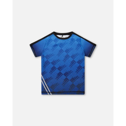 Deux par Deux Boy Printed Athletic Top Blue and Black