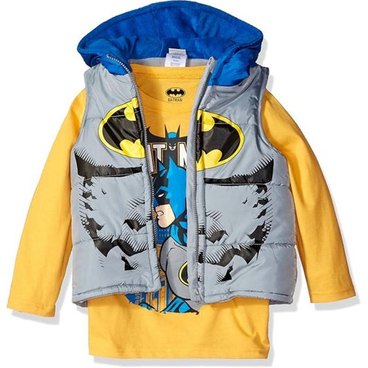 DC Comics Infant/Toddler Boys' 2-Piece Batman Puffer Vest & Shirt Set