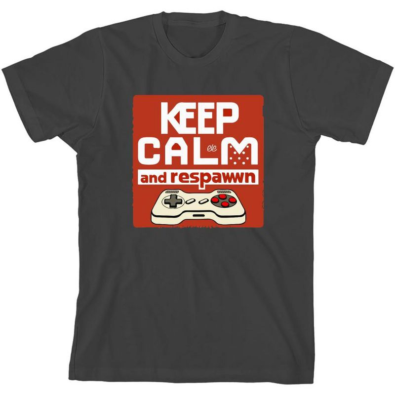 تي شيرت Keep Calm and Respawn Controller للشباب برقبة دائرية وأكمام قصيرة