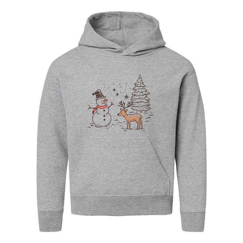 The Juniper Shop Deer Snowman Scene Youth Graphic Hoodie