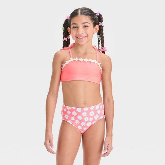Girls' Simple Daisy Floral Printed Bikini Set - Cat & Jack™ Pink