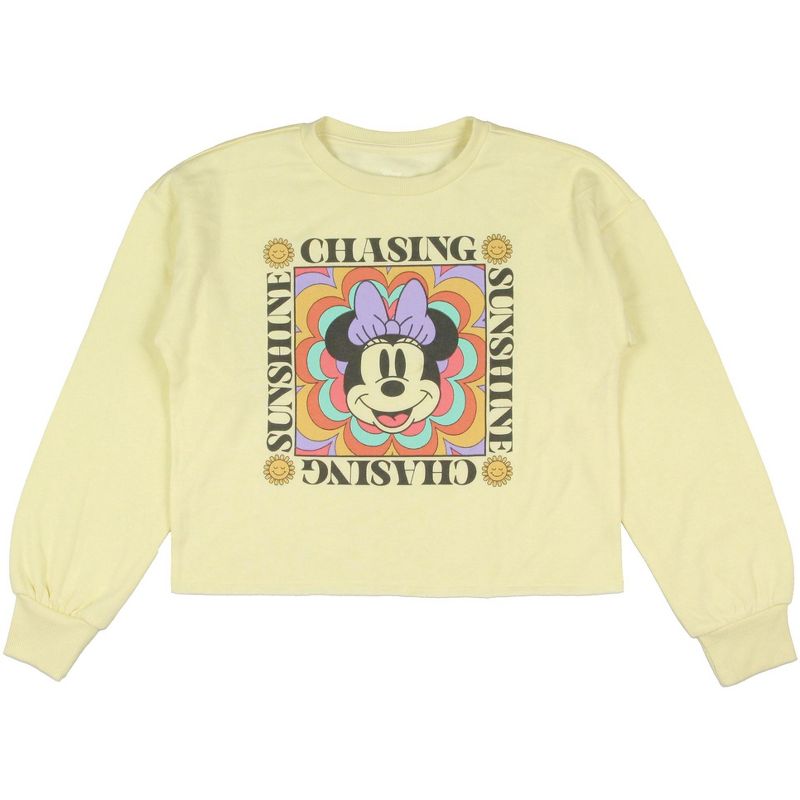 سويت شيرت قصير بياقة دائرية من ديزني ميني ماوس تشاسينغ صن شاين للبنات