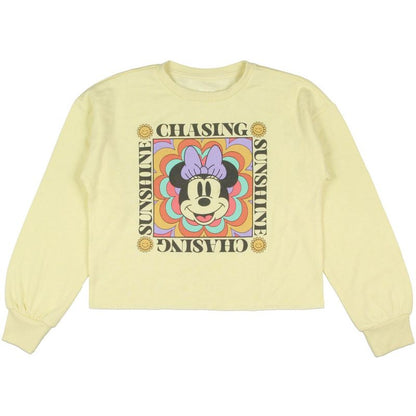 سويت شيرت قصير بياقة دائرية من ديزني ميني ماوس تشاسينغ صن شاين للبنات