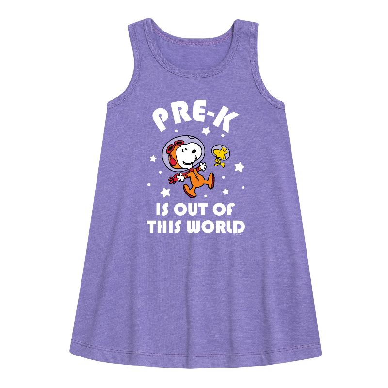Girls' - Peanuts - Pre K is Out of This World Graphic Sleeveless Aline Dress