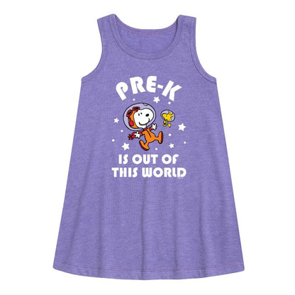 Girls' - Peanuts - Pre K is Out of This World Graphic Sleeveless Aline Dress
