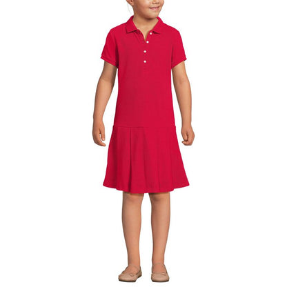 Lands' End School Uniform Kids Short Sleeve Mesh Pleated Polo Dress