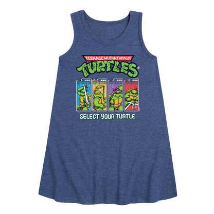 Girls' - Teenage Mutant Ninja Turtles - Select Your Turtle Video Game Graphic Sleeveless Aline Dress