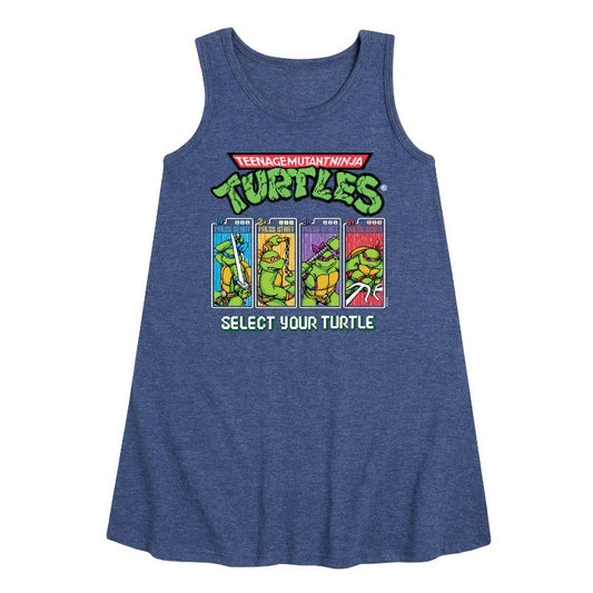Girls' - Teenage Mutant Ninja Turtles - Select Your Turtle Video Game Graphic Sleeveless Aline Dress