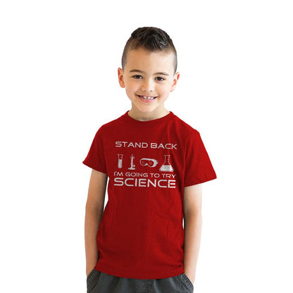 Youth Stand Back Science Funny Shirts Cool Humorous Nerdy T shirts for Geeks - Crazy Dog Youth T Shirt
