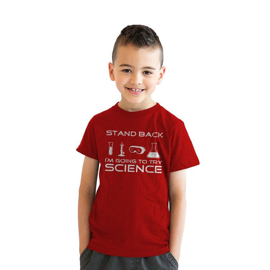 Youth Stand Back Science Funny Shirts Cool Humorous Nerdy T shirts for Geeks - Crazy Dog Youth T Shirt