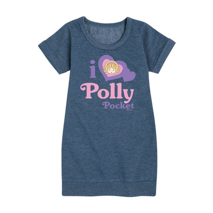 Girls' - Polly Pocket - I Love Polly Pocket Graphic Short Sleeve Fleece Dress