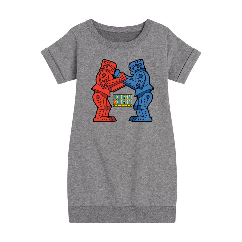 Girls' - Rock 'Em Sock 'Em Robots - Rock 'Em Robot Graphic Short Sleeve Fleece Dress