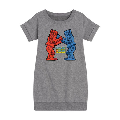 Girls' - Rock 'Em Sock 'Em Robots - Rock 'Em Robot Graphic Short Sleeve Fleece Dress