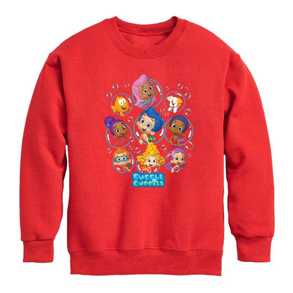 Boys' - Bubble Guppies - Bubble Grid Graphic Long Sleeve Fleece Sweatshirt