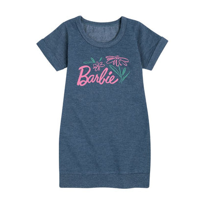 Girls' - Barbie - Easter Graphic Short Sleeve Fleece Dress