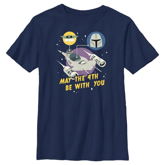 Boy's Star Wars: The Mandalorian May the Fourth Mando and Grogu T-Shirt