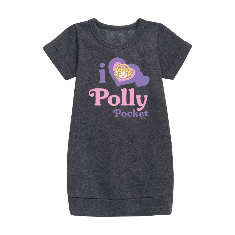 Girls' - Polly Pocket - I Love Polly Pocket Graphic Short Sleeve Fleece Dress