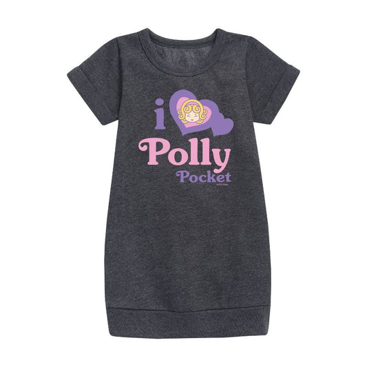Girls' - Polly Pocket - I Love Polly Pocket Graphic Short Sleeve Fleece Dress