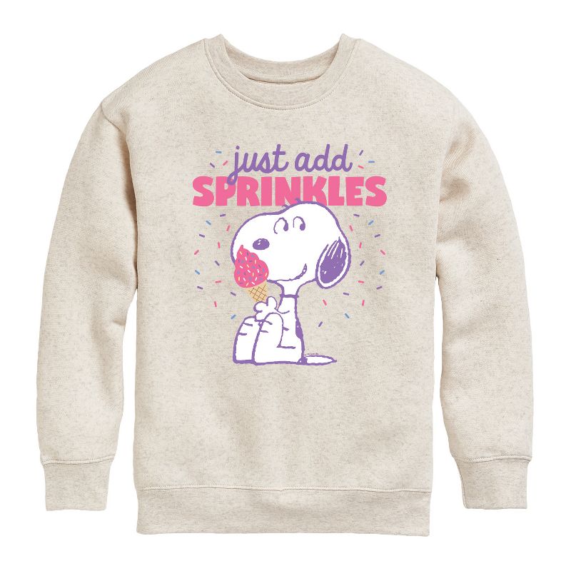 Boys' - Peanuts - Just Add Sprinkles Graphic Long Sleeve Fleece Sweatshirt