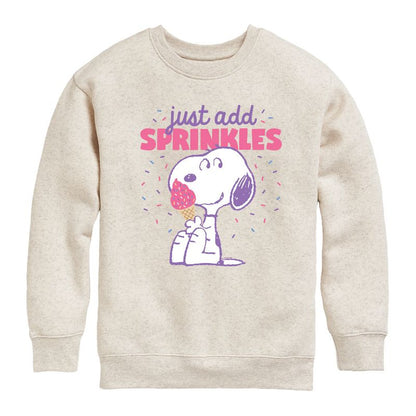 Boys' - Peanuts - Just Add Sprinkles Graphic Long Sleeve Fleece Sweatshirt