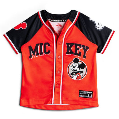 Disney Mickey Mouse Mesh Baseball Jersey Button Down Dress Shirt Toddler