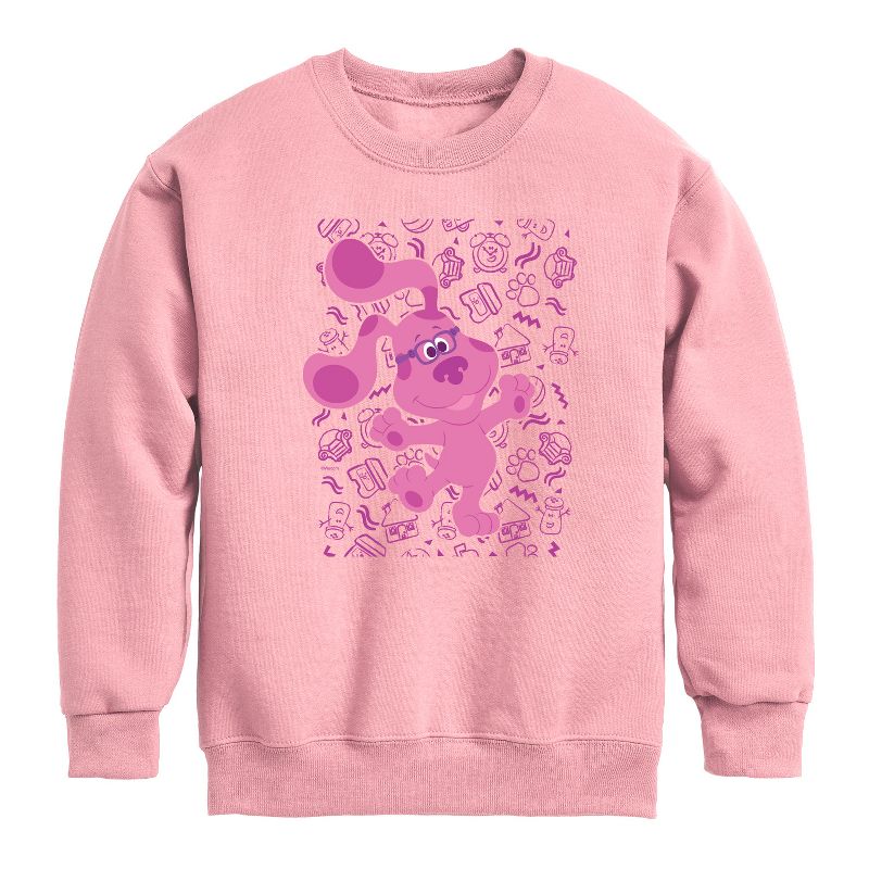 Boys' - Blue's Clues & You! - Magenta Excited Graphic Long Sleeve Fleece Sweatshirt