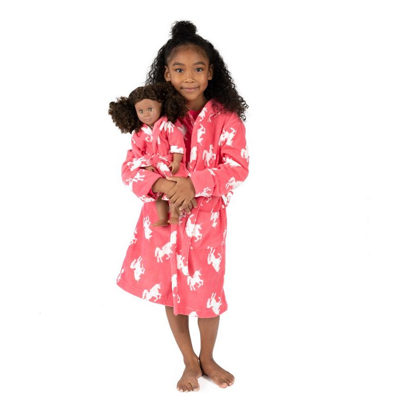 Leveret Girl and Doll Matching Hooded Fleece Robes - Classic Prints