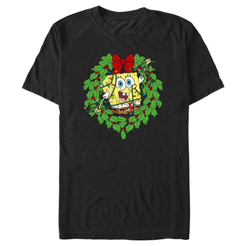 Boy's SpongeBob SquarePants Christmas Wreath T-Shirt
