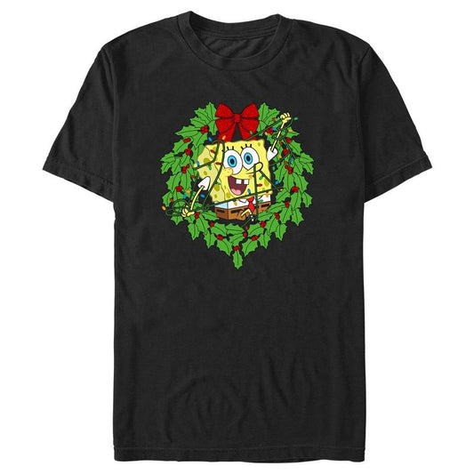 Boy's SpongeBob SquarePants Christmas Wreath T-Shirt