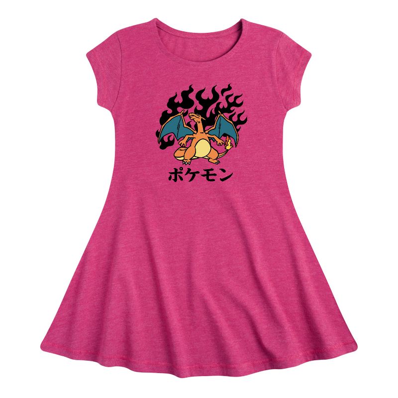 فستان تشاريزارد فلاش فاير بقصّة وأكمام قصيرة للفتيات - بوكيمون