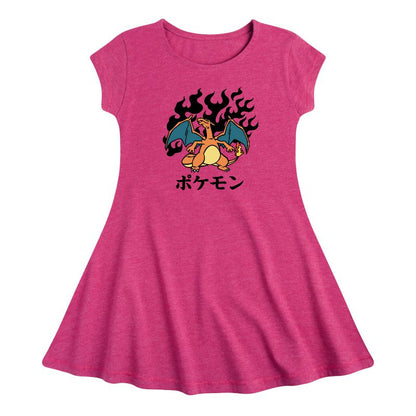 فستان تشاريزارد فلاش فاير بقصّة وأكمام قصيرة للفتيات - بوكيمون