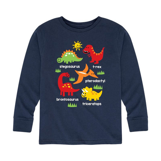 Boys' - Instant Message - Types Of Dinosaurs Long Sleeve Graphic T-Shirt